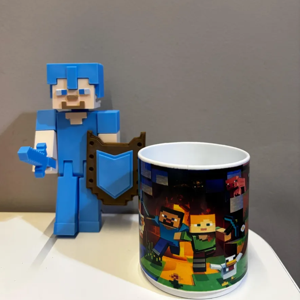 Minecraft Figura Muñeco Articulado 3d Juguete + Taza de regalo