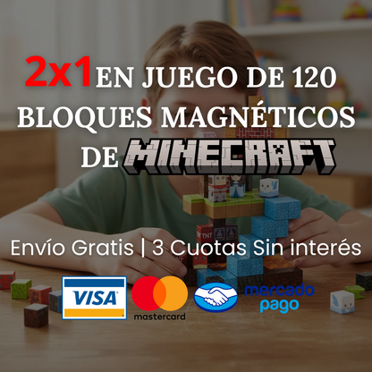 2x1 Juego 240 Bloques Armar Magnéticos | Cubos Minecraft