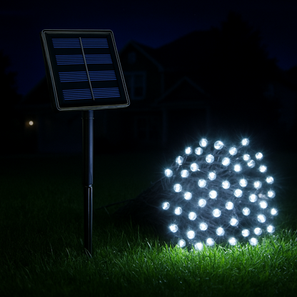 200 Luces Guirnalda Led Fria 20m Solares Exterior Ip65 Impermeable