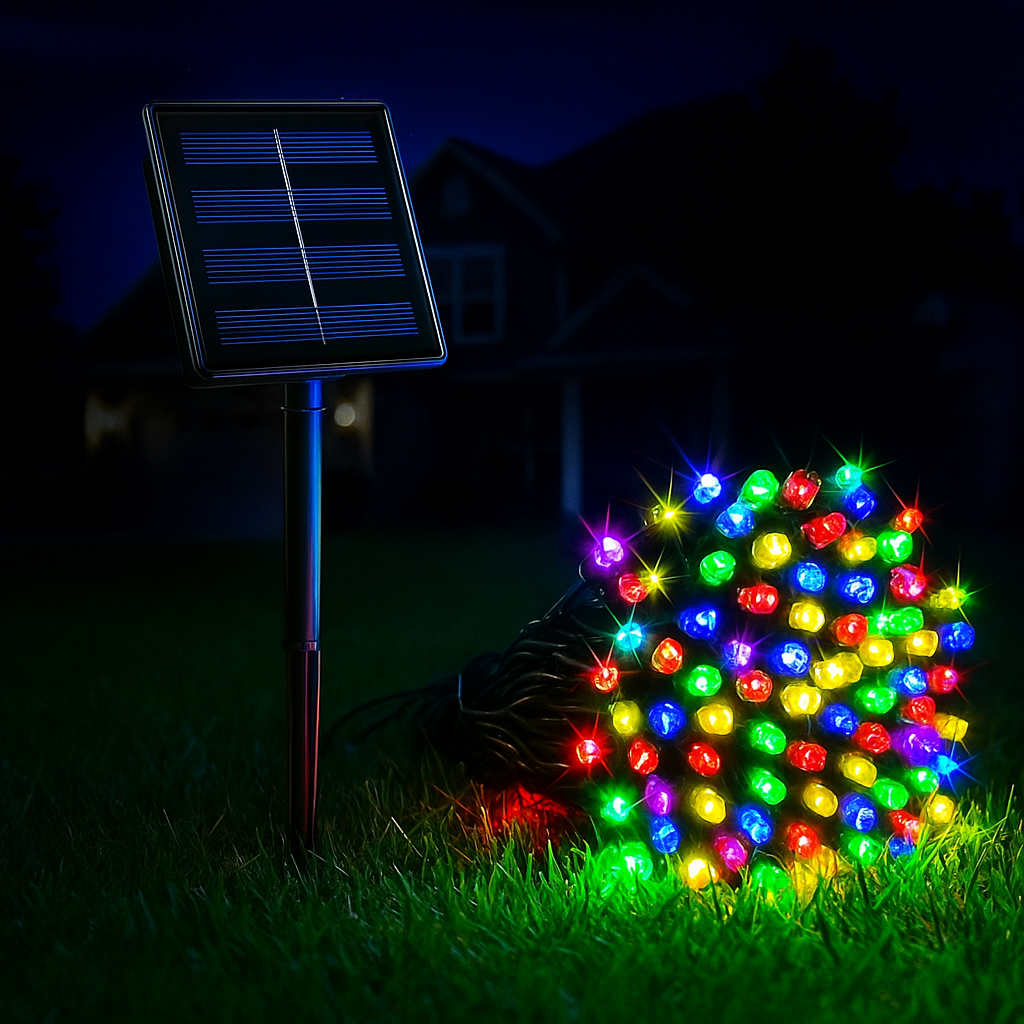 200 Luces Guirnalda Led Fria 20m Solares Exterior Ip65 Impermeable