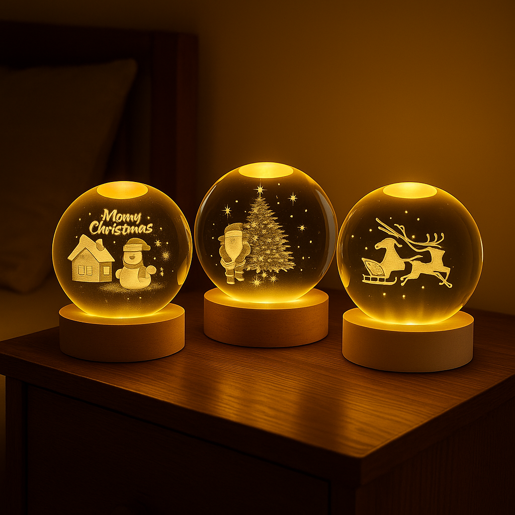 3x1 Lámpara Esfera de Cristal | Led Navideña