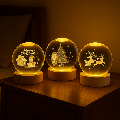3x1 Lámpara Esfera de Cristal | Led Navideña