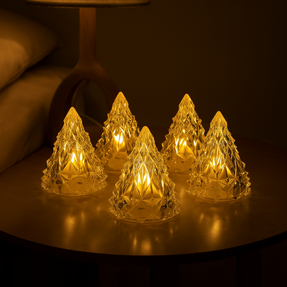 6 arbolitos de navidad de decoracion con luz cálida