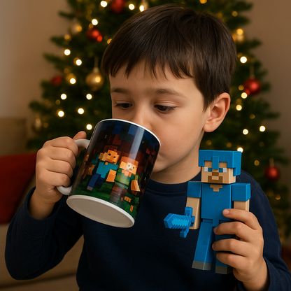 Minecraft Figura Muñeco Articulado 3d Juguete + Taza de regalo