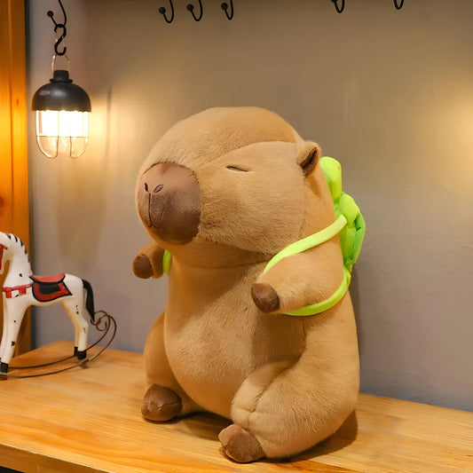 Peluche Capybara Juguete Capibara Carpincho Super Suave 25cm Marrón Mochila