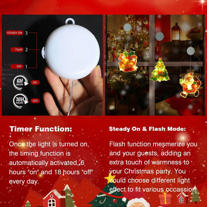 Set X3 Luces Navidad Led |  Papa Noel Decoración