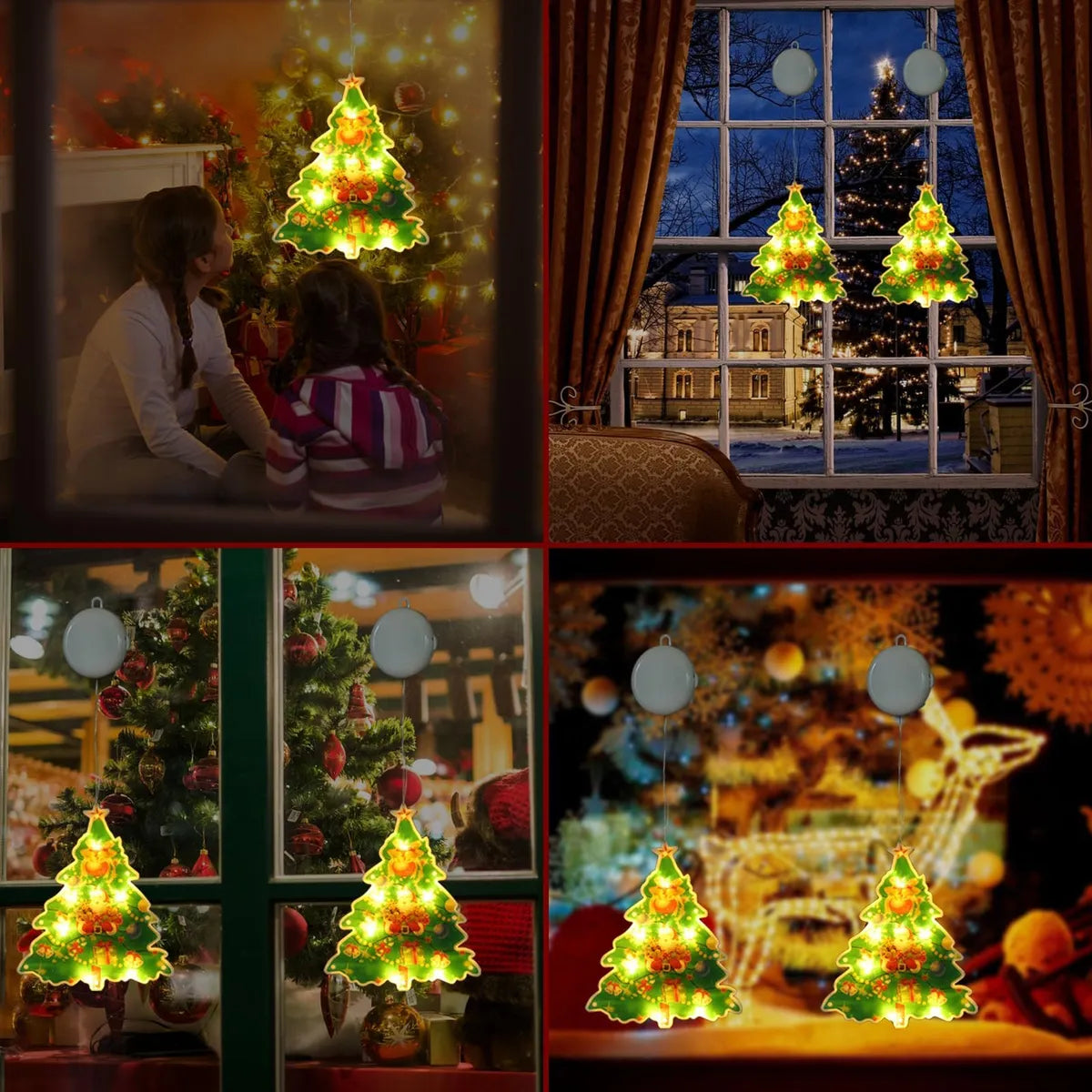 Set X3 Luces Navidad Led |  Papa Noel Decoración